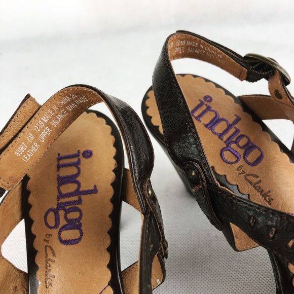 INDIGO by CLARKS BROWN LEATHER STUDDED ANKLE STRAP - Picture 7 of 8